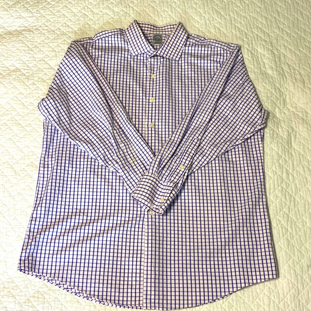 Brooks Brothers Purple & White Checked Dress Shirt